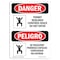 Signmission OSHA Danger, Permit Required Confined Space Bilingual, 5in X 3.5in Decal, OS-DS-D-35-VS-1518 OS-DS-D-35-VS-1518 - alternate 1